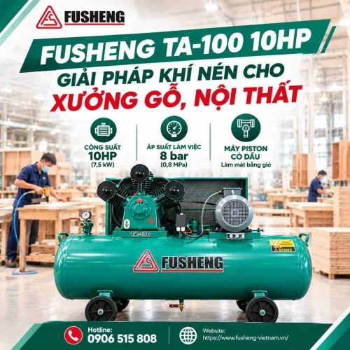 Máy Nén Khí Fusheng TA-100 Cho Xưởng Gỗ, Nội Thất