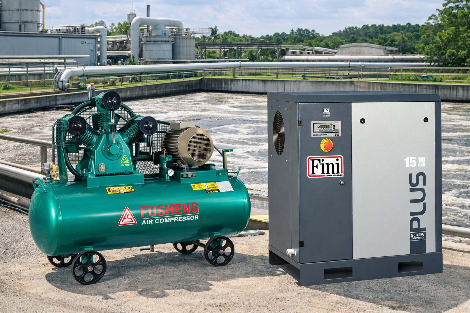 Máy nén khí cho nhà máy xử lý môi trường