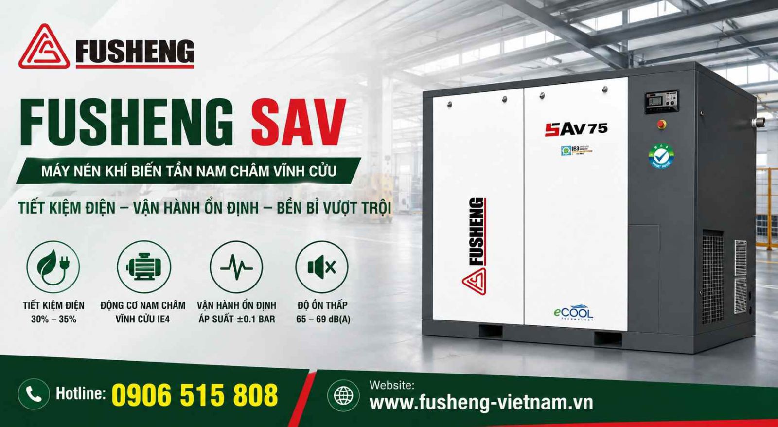 Fusheng SAV máy nén khí biến tần nam châm vĩnh cửu